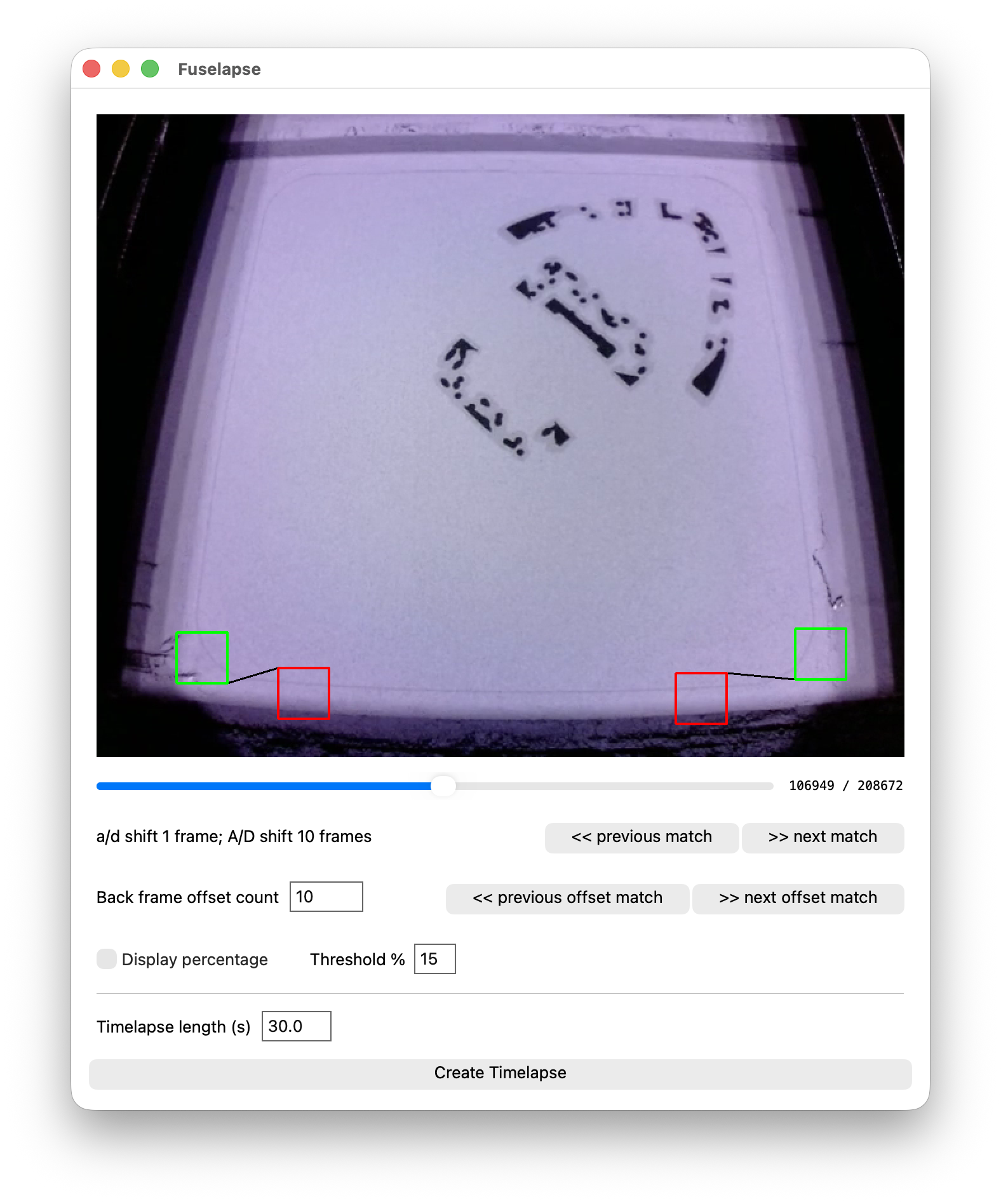 Fuselapse GUI screenshot